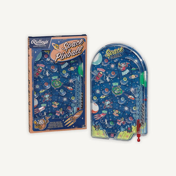 TABLETOP HANDHELD SPACE PINBALL GAME TOY INTERGALACTIC ROCKET BY RIDLEY'S  11”